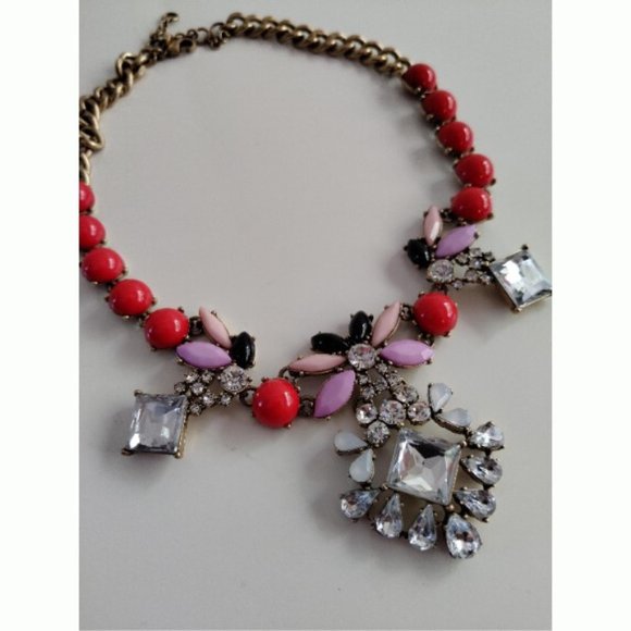 J.Crew Coral, Pink, Lavender + Crystal Necklace - Picture 2 of 3